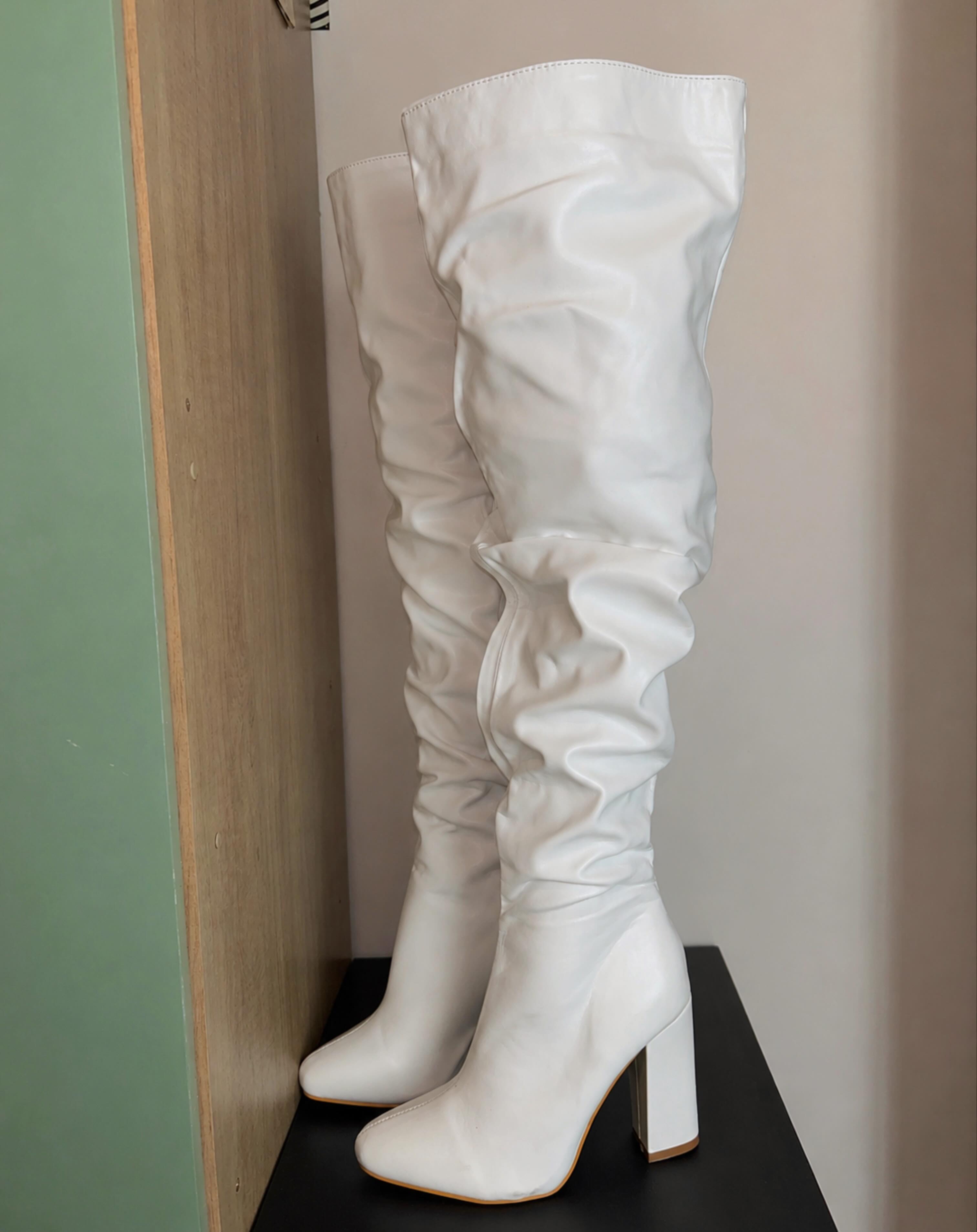 Bota Couro Legitimo Branca Garimpo