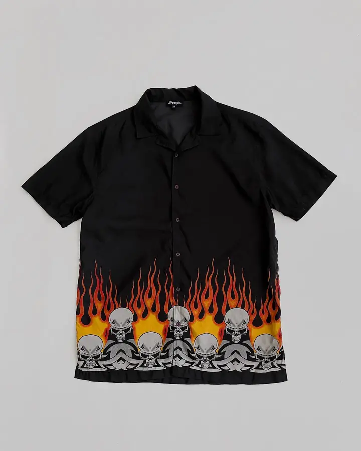 Camisa Flame Skull Preta